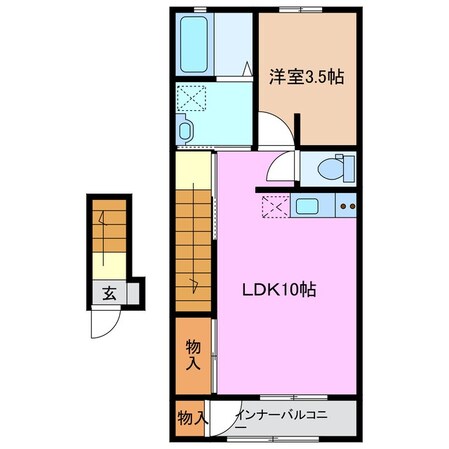 伊勢川島駅 徒歩10分 2階の物件間取画像